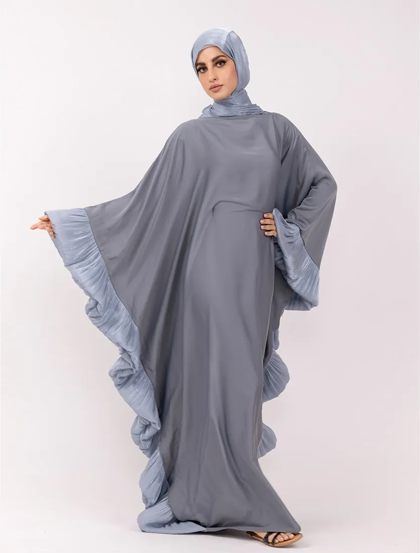 Blue Organza Trim Kaftan